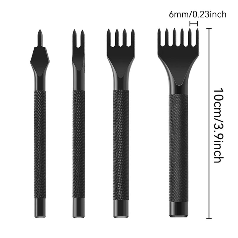 Ldirect Leather Lacing Stitching Punches 1/2/4/6 Prong DIY Hole Tool Stainless Steel Leather Craft Kits (6mm) - Image 2